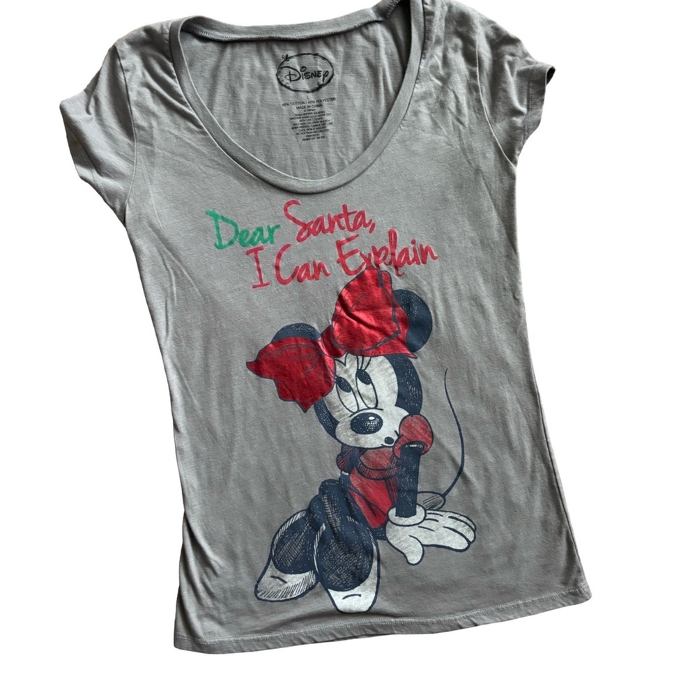 Disney Minnie Mouse  Christmas Graphic Tee – Gray – large